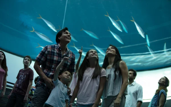 Family looking at marine life at Frost Science